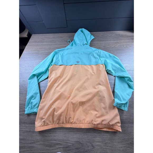 Columbia PFG Women's Tamiami Colorblock Half Snap Pullover Hooded Windbreaker L - Picture 5 of 14